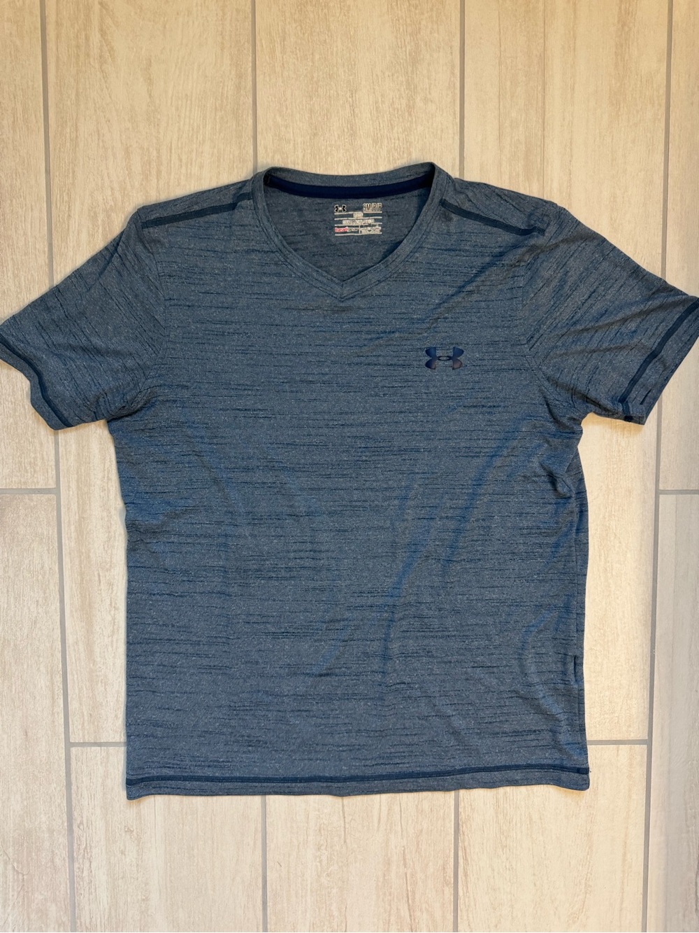 Under Armour Men's Heathered Dark Blue V-Neck Performance Tee